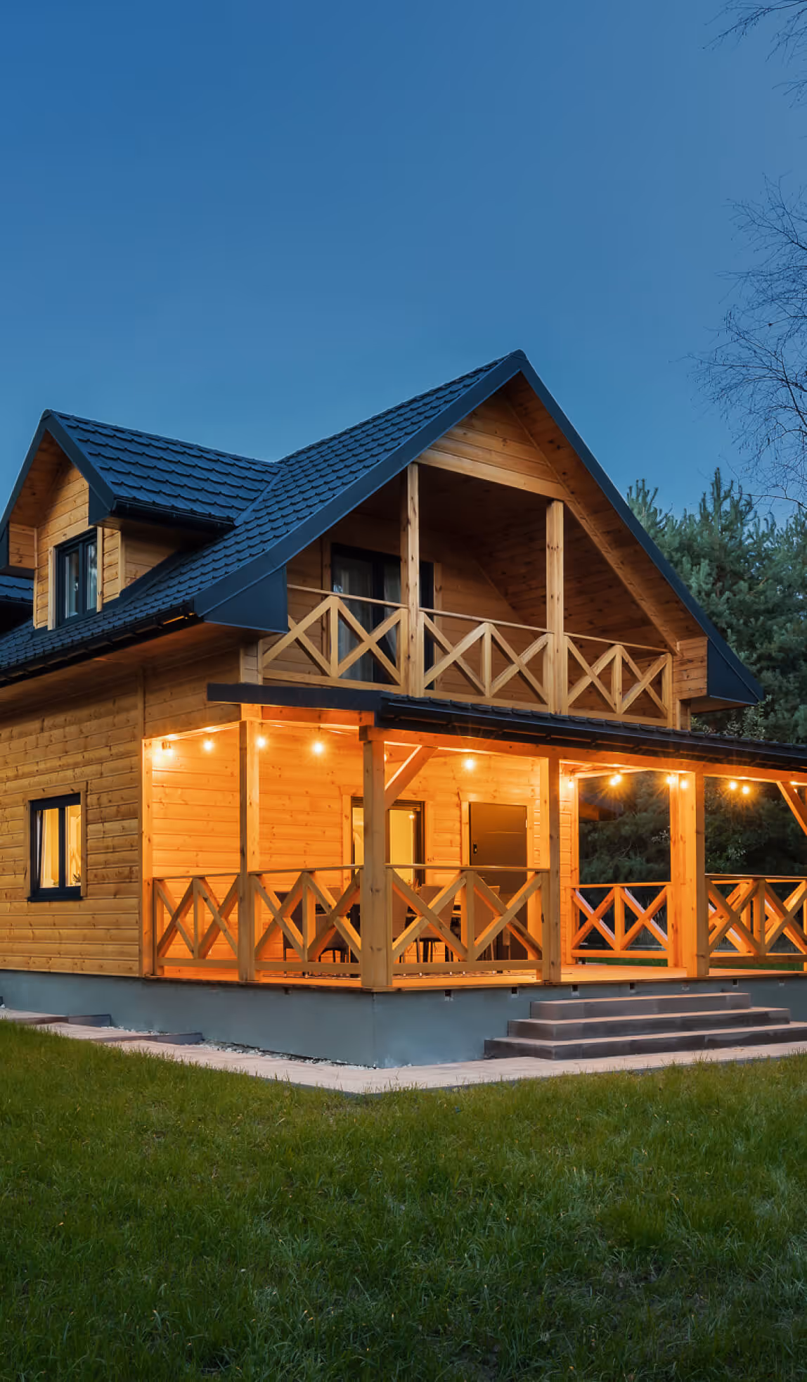 Domek Chańcza - detal noc taras